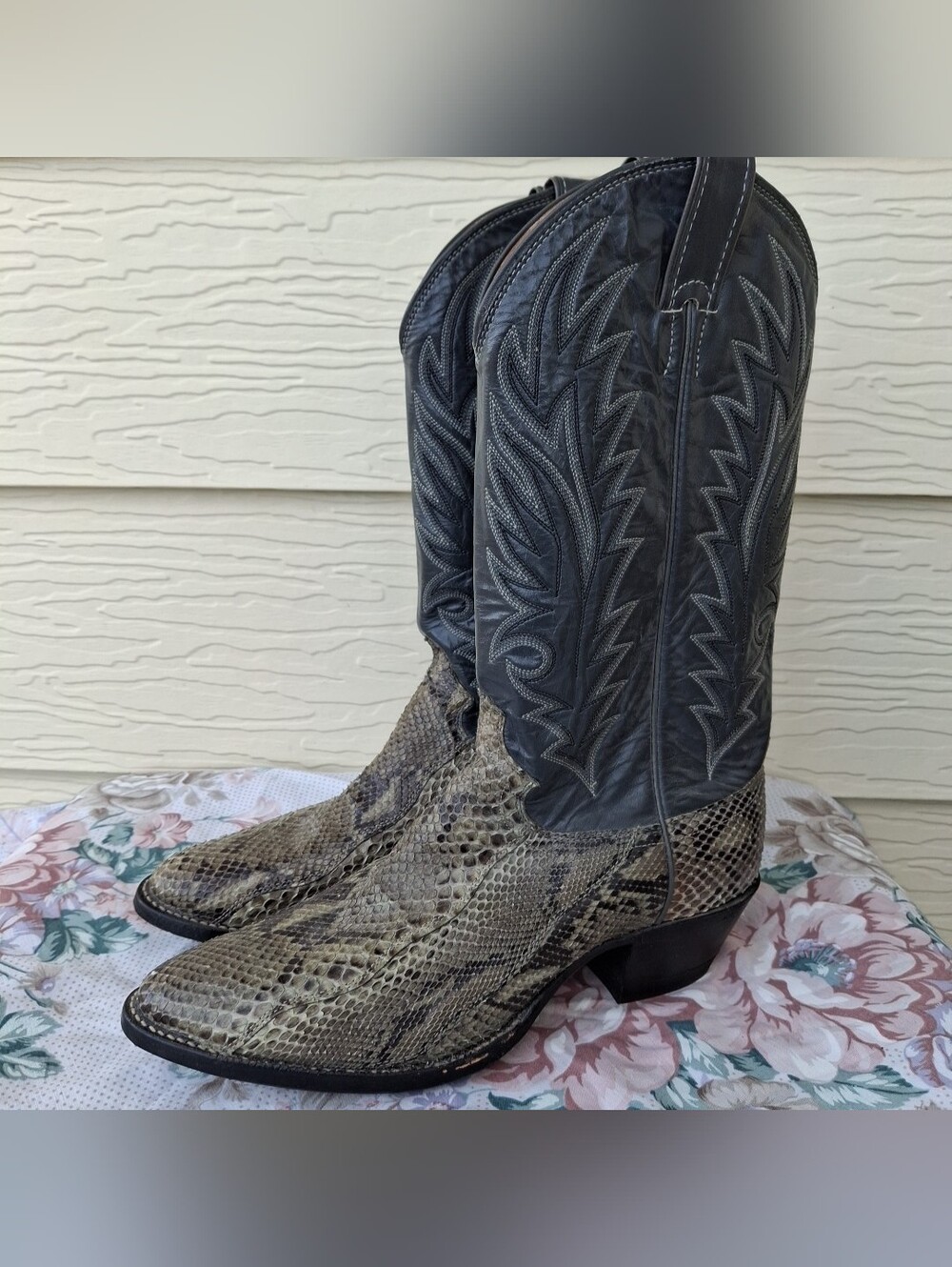 Vtg New Justin Python Snakeskin Western USA Made Mens Cowboy Boots 9D Never Worn